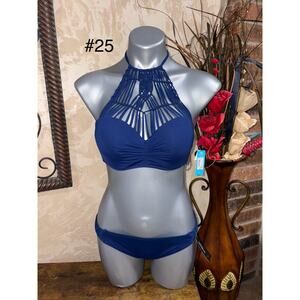 Ambrielle Women's Juniors Sz medium blue push-up swim bikini set New